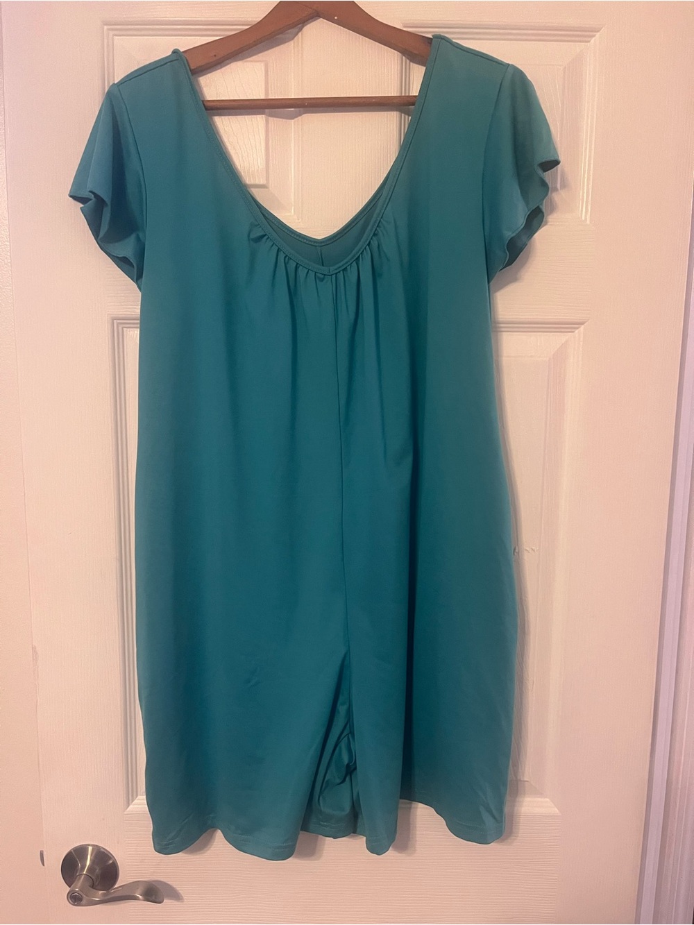 SHEIN Teal Short Sleeve Scoop Neck Romper